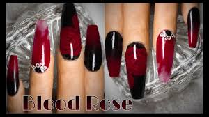 Acrylic Nails Blood Rose Cjp Smoke Nail Ombre Youtube Black and red acrylic ombre nails with encapsulated 3d blood rose, foil nail art and swarovski crystals.
