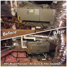 Before After Photos Of A Bryant Furnace Air Ducts And Attic Insulation Installation In Redwood City Ca Great Job Team Hvac Installation Hvac Furnace