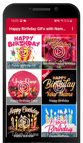 Happy Birthday Gifs With Name Maker For Android Apk Download Our gifs can be customized via a simple settings panel, then downloaded to share.