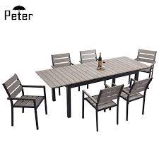 Made with a sleek rattan weave, wrought studios' indira style gives the storied chair a modern edge. Wood Plastic Outdoor Furniture Extension Table Chairs Set Modern Outdoor Dining Table Set 6 Chairs Buy Dining Table Set 6 Chairs Modern Outdoor Dining Table Outdoor Dining Table Set Product On Alibaba Com