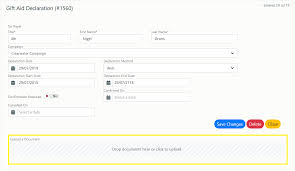 The document area has the following syntax. Timeline Document Upload Donorfy Support