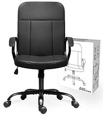 Office Chair Mid Back Leather Desk Chair Computer Swivel Office Task Chair Ergonomic Executive Chair With Armrests Pricepulse