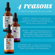 Artnaturals Anti Aging Retinol Vitamin C Brightening Hyaluronic Moisturizing Natural Face Care Serum Set 1 Fl Oz 3 Count Walmart Com Walmart Com