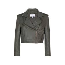Muubaa Thanatos Biker Muubaa Cloth Cropped Biker Jacket Gray Jacket Leather Jacket