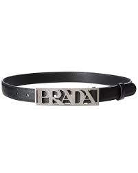 Prada Womens Saffiano Leather Logo Belt