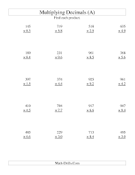 Multiplication worksheets and online activities. Multiplying Three Digit Whole By Two Digit Tenths All Decimals Worksheet Multiplying Decimals Worksheets Multiplying Decimals Decimals Worksheets