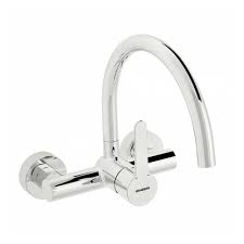 Wall installation 46 mm ceramic disc cartridge with grohe silkmove technology equipped as standard with adjustable flow limiter swivel spout 360 ° rotation angle 280 mm. Oslo Wall Mounted Swan Neck Kitchen Sink Tap Notjusttaps Co Uk