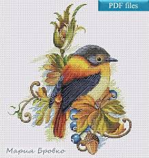 Bird Cross Stitch Pattern Cross Stitch Pattern Autumn Bird Dmc Cross Stitch Chart Needlepoint Pattern Embroidery Chart Print Cross Stitch Bird Dmc Cross Stitch Cross Stitch Animals