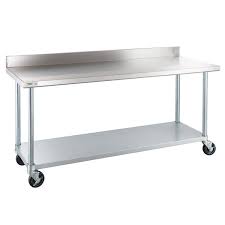 Eagle stainless steel table features: Regency 24 X 72 18 Gauge 304 Stainless Steel Commercial Work Table With 4 Backsplash Galvanized Legs Undershelf And Casters