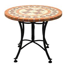 Within ceramic outdoor side tables, we carry round, specialty, square and oval. Outdoor Interiors Round Terra Cotta Metal Outdoor Accent Table 31224 Tc The Home Depot