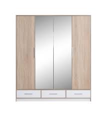 Porte placard miroir 60 cm. Armoire A Portes Battantes Armoire Avec Miroir Beerzel 01 Couleur Chene Blanc Dimensions 230 X 204 X 60 Cm H X L X P