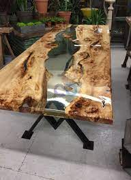 Live Edge Furniture Aura Glow Interio Dharuhera Haryana India Epoxy Table Top Resin Furniture Wood Table Design