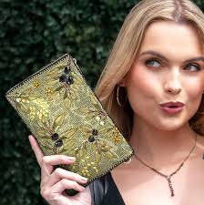 Olive Branch Beaded Crossbody Phone Bag