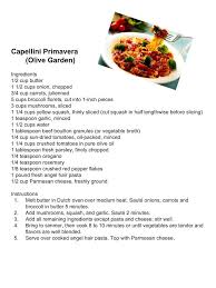 Olive Garden Capellini Primavera Pasta Primavera Copycat Recipes Capellini