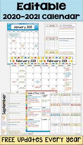 You can edit the calendar as. Editable 2020 2021 Calendar In Bright Colors With Free Updates Home School Schedule Daily Routines Kids 2nd Gra Kalender Vorlagen Unterrichten Kalender