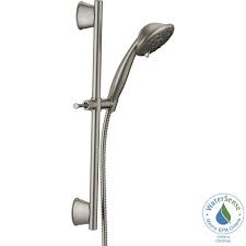 Delta Porter 3 Spray Wall Bar Shower Kit In Spotshield Brushed Nickel 75806sn The Home Depot Shower Kits Wall Bar Shower Bars