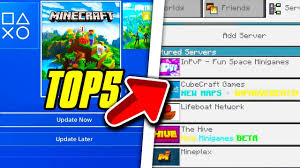 Once in the new world, your friends can join you after you send them an invite. Minecraft Ps4 Bedrock Edition Top 5 Servers Minecraft Ps4 Bedrock Servers Youtube