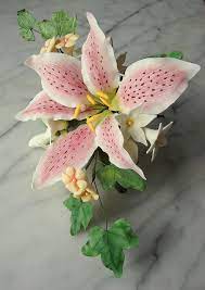 Gum Paste Stargazer Lily Spray Fondant Flowers Flower Food Sugar Flowers