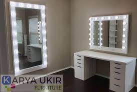 E44 mainan anak perempuan make up makeup salon salonan meja rias anak: Pusat Meja Kaca Vanity Untuk Salon Jual Vanity Mirror Cat Duco Putih