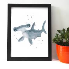 #great hammerhead shark #hammerhead shark #shark #sharks #animal #animals #wildlife we have the great hammerhead shark today!!! Children S Room Hammerhead Shark Giclee Print By Jo Clark Design Notonthehighstreet Com