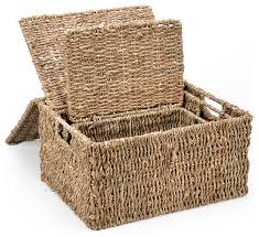 See more ideas about tommy bahama, bahama, tommy. Rectangular Seagrass Baskets Lids 3 Piece Set Tropical Baskets By Trademark Innovations Houzz