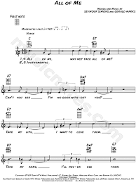 All of me violin & piano john legend words and music by john stephens and toby gad arranged by ellen macpherson. Seymour Simons All Of Me Sheet Music Leadsheet In C Major Transposable Download Print Sku Mn0111401