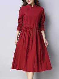 Maxi dress is a dynamic dress as its style is not affected by the change of seasons. Berrylook Berrylook Band Collar Drawstring Plain Diagonal Buttons Maxi Dress Adorewe Com Stylish Dresses For Girls Fashion Attire Fashion Clothes Women