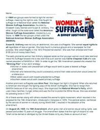 At seneca falls falls convention, the idea of women's suffrage was considered. Women S Suffrage Worksheets Teaching Resources Tpt