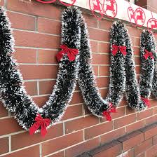 Horizontal vector illustration of a creative dark blue green color christmas background with snowflakes at the. Red Hanging Tinsel Christmas Present With Bows Party Decorations Set Of 2 Event Party Supplies Home Kitchen Adios Co Il