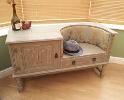 Hand Painted Telephone Table Seat In French Linen By Annie Sloan Ebay Telephone Table Vintage Telephone Table Telephone Table With Seat