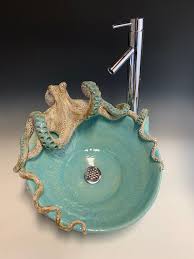 hand made ceramic octopus vessel sink
