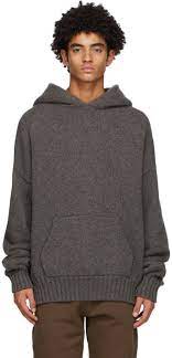 Hollister women's gray logo hoodie sweatshirt sz m. Fear Of God Grey Brushed Knit Hoodie Ssense