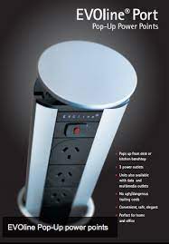 kitchen bench power points clever modern outdoor design outlets cart with trash pull out