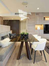 Kaufe bis zum 15.08.2021 in deinem ikea. Funktionalen Essplatz Sitzbank Zwei Stuhle Und Esstisch Mit Glasplatte Zeitgenossisches Apartment Esstisch Mit Glasplatte Esszimmer Modern