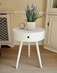 Small round white side table ukiah. Norden Home Yazzie Round Bedside Table With One Drawer White Wayfair Co Uk