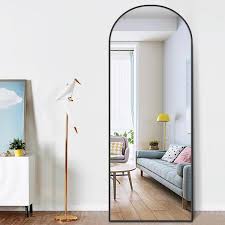 Of course, the longer the mirror, the closer you can stand to it to see your entire reflection. Pexfix 65 In X 22 In Modern Arched Shape Framed Black Standing Mirror Full Length Floor Mirror Us Lj163ps011 Bk The Home Depot