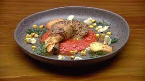 Pan Fried Chicken With Capsicum Puree And Charred Corn Recipe Chicken Recipes Pan Fried Chicken Masterchef Recipes