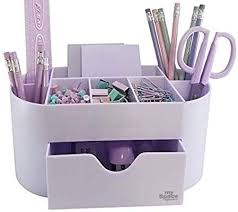 Black And White Office Supplies Amazon Com White Lavender Acrylic Desk Organizer For Office Supplies And Desk Organization Office Desk Organization College Office Supplies Desk Accessories