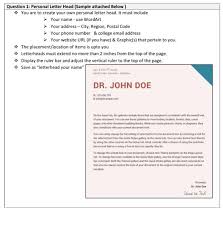 Appeal letter format the moment a worker resigns, they could need to give notice to their company. Question 1 Personal Letter Head Sample Attached Chegg Com