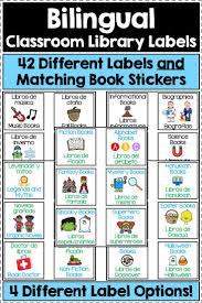 This Product Includes Four Different Sets Of 42 Bilingual Classroom Library Labels For Two Of T Bilingual Classroom Classroom Library Labels Classroom Library