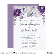 Purple And Silver Watercolor Floral Wedding Invitation Zazzle Com Watercolor Floral Wedding Invitations Purple Wedding Invitations Floral Wedding