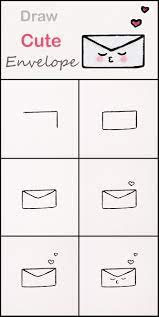 Draw a sideways letter 'd' shape for the face. Learn How To Draw A Cute Envelope Step By Step Very Simple Tutorial Envelope Drawings Kawaii Tutoria Cute Easy Drawings Cute Envelopes Easy Drawing Steps