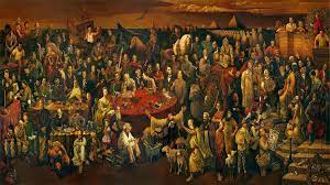 Dinner usually refers to what is in many western cultures the largest and most formal meal of the day, which some westerners eat in the evening. Dinner Party Painting With 100 Historical Guests Album On Imgur