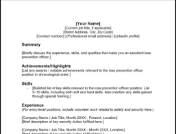 Loss Prevention Officer Resume