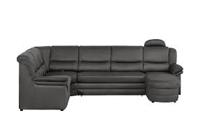 Meinsofa Wohnlandschaft Grau Braun Mikrofaser Tilda Grau