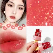 Brillo de labios en forma de helado, lápiz labial líquido resistente al  agua de larga duración, tinte de labios rojo dulce, brillo de labios,  herramientas de maquillaje