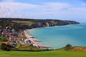 Vue De La Cote De Dieppe Sur La Baie De Pourville 76 Quiberville Touriste Paysage