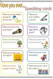 Present simple or past simple cuestionario. Have You Ever Speaking Cards