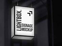 Download Free Hanging Lightbox Signage Mockup Psd