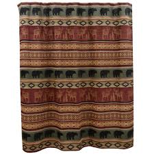 Rustic Shower Curtains Rocky Ridge Moose Bear Shower Curtain